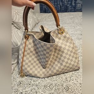 Checkered Beige and Brown Handbag